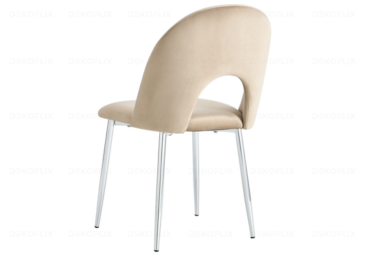 Chaises chromé velours taupe TALIA (lot de 4) New Design