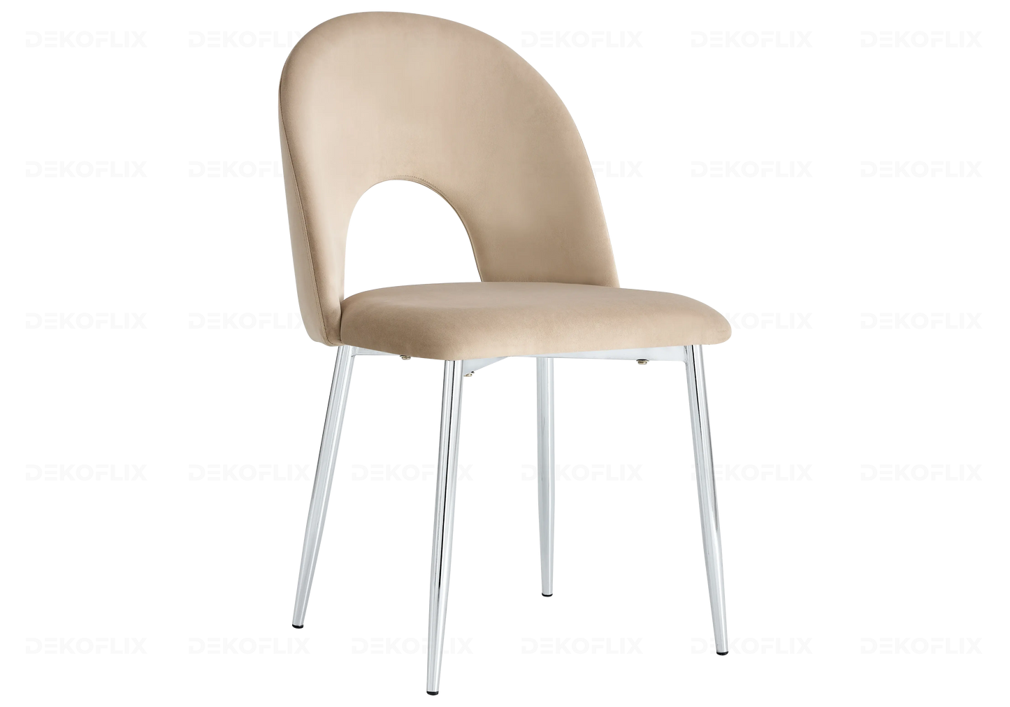 Chaises chromé velours taupe TALIA (lot de 4) New Design