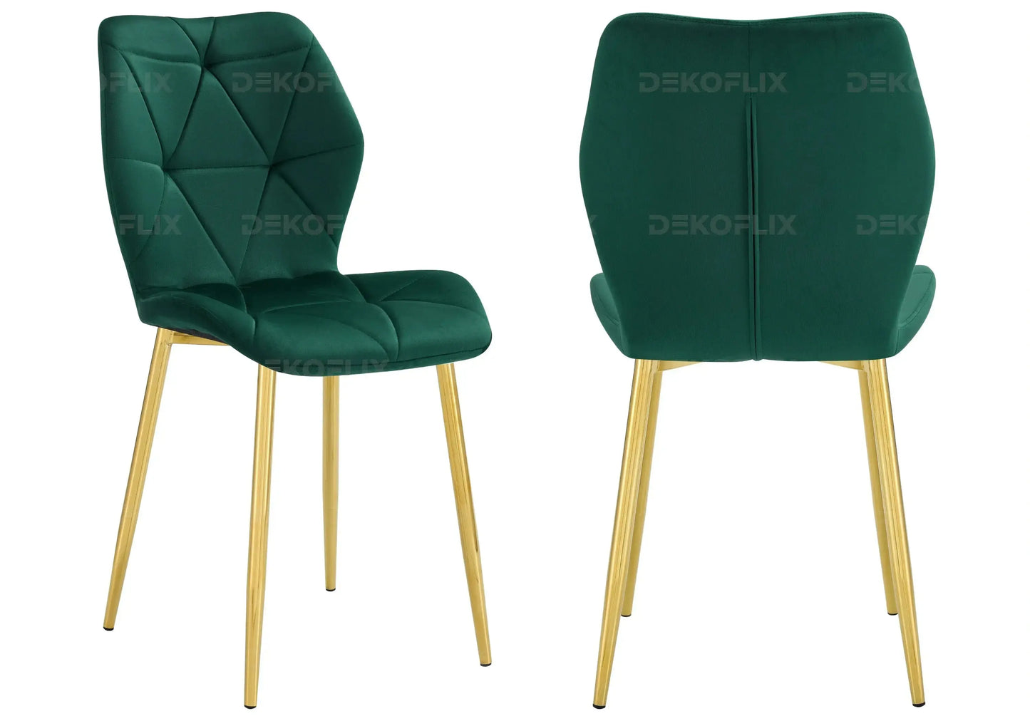 Chaises coquillage pieds dorés vert sapin NAVA New Design