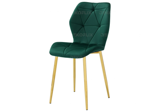 Chaises coquillage pieds dorés vert sapin NAVA New Design