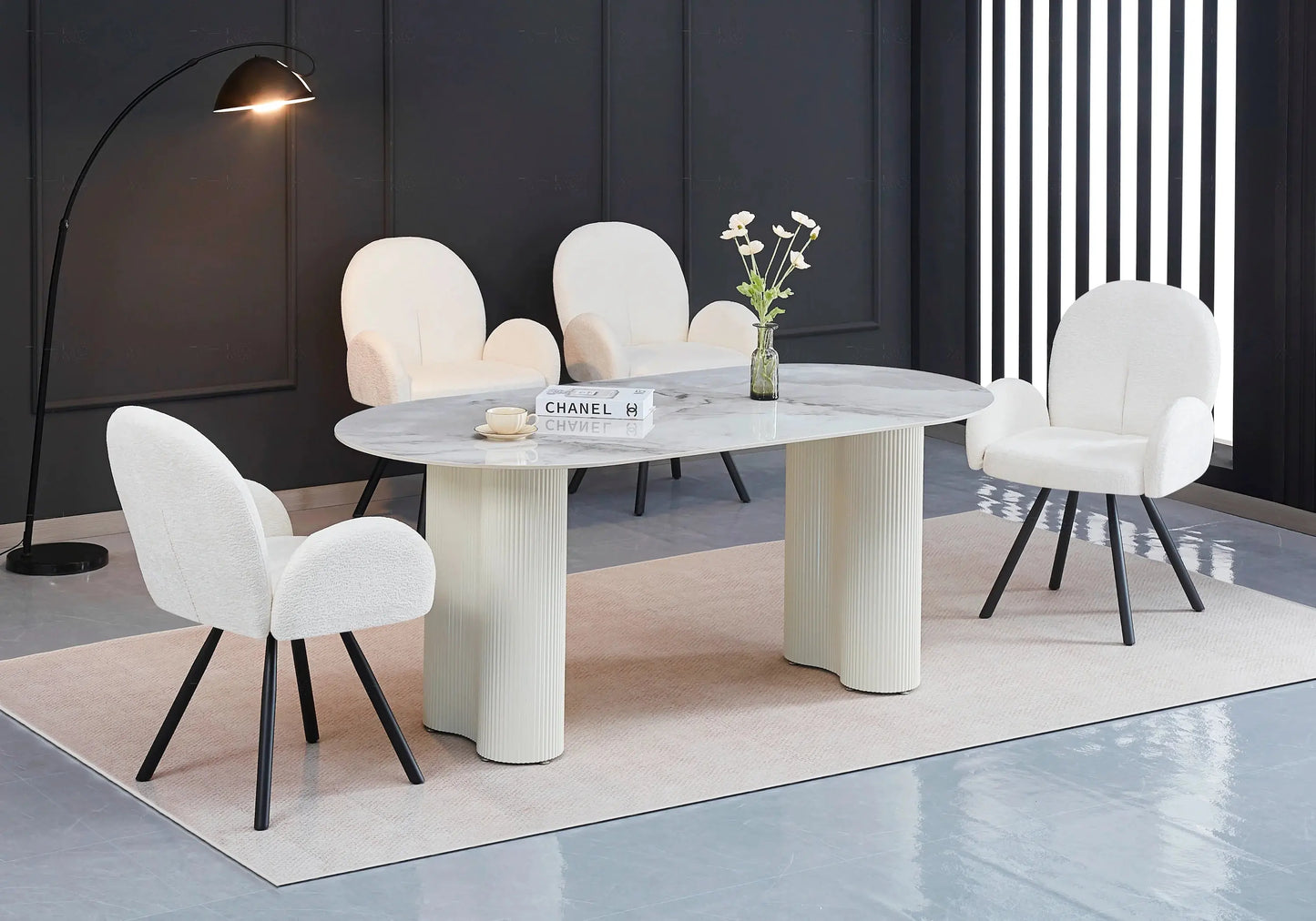 Chaises design velours ecru MIMI New Design