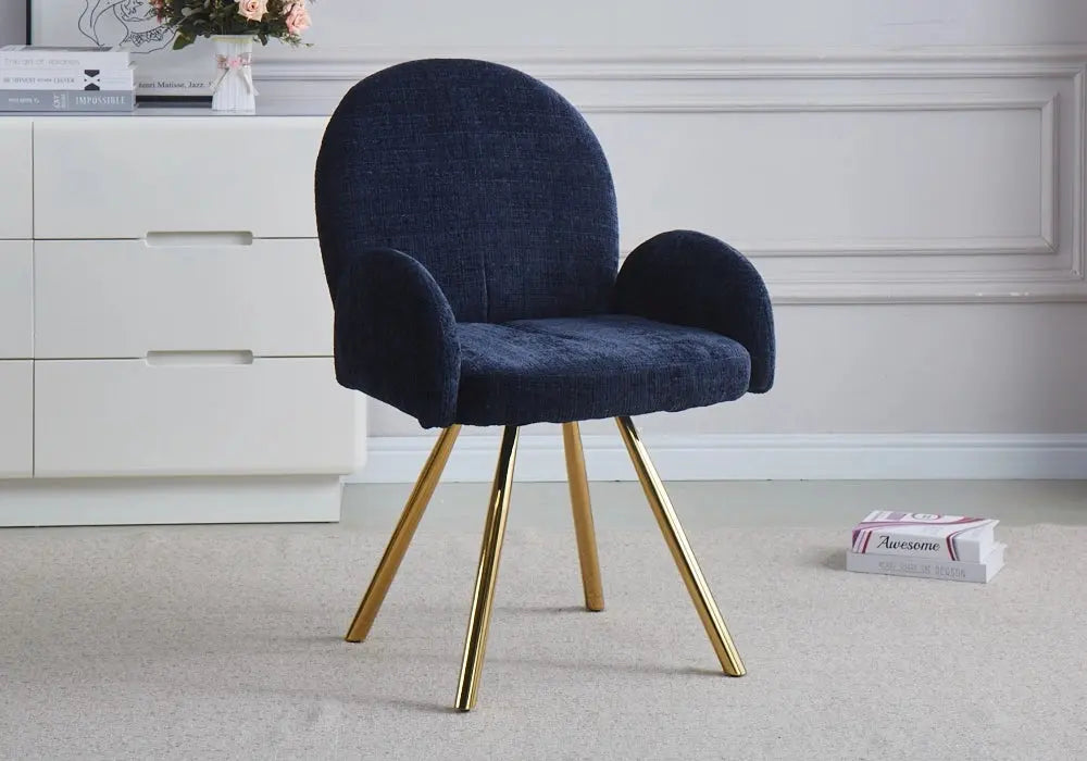 Chaises dore velours blue MIMI Touche d'élégance