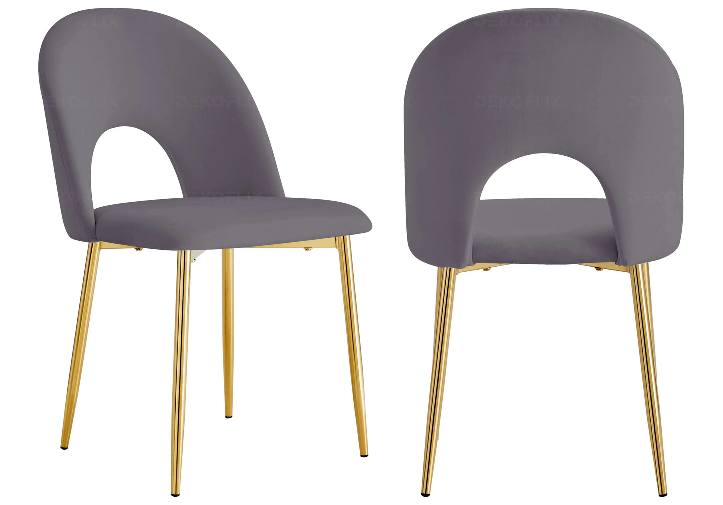 Chaises dorées velours anthracite TALIA (lot de 4) New Design