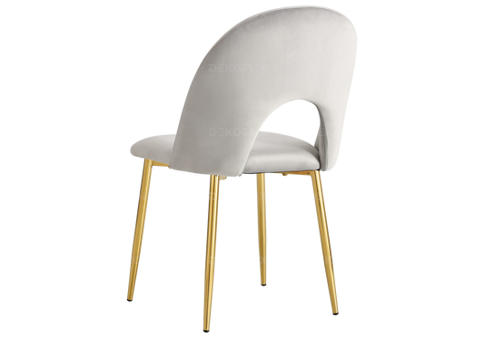 Chaises dorées velours gris TALIA (lot de 4) New Design