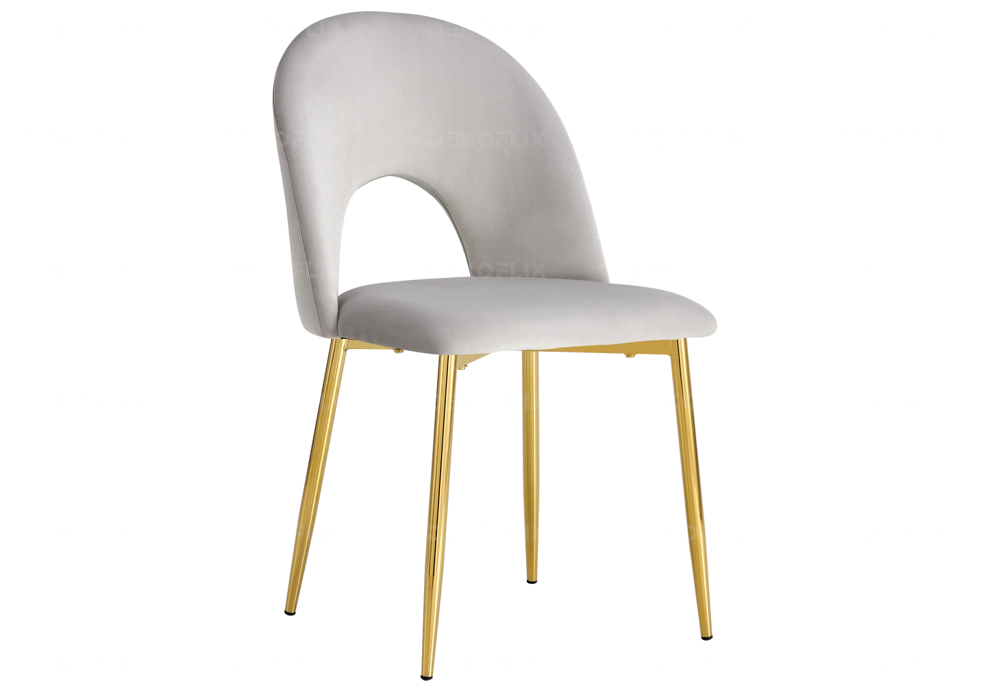 Chaises dorées velours gris TALIA (lot de 4) New Design