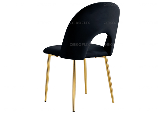 Chaises dorées velours noir TALIA (lot de 4) New Design