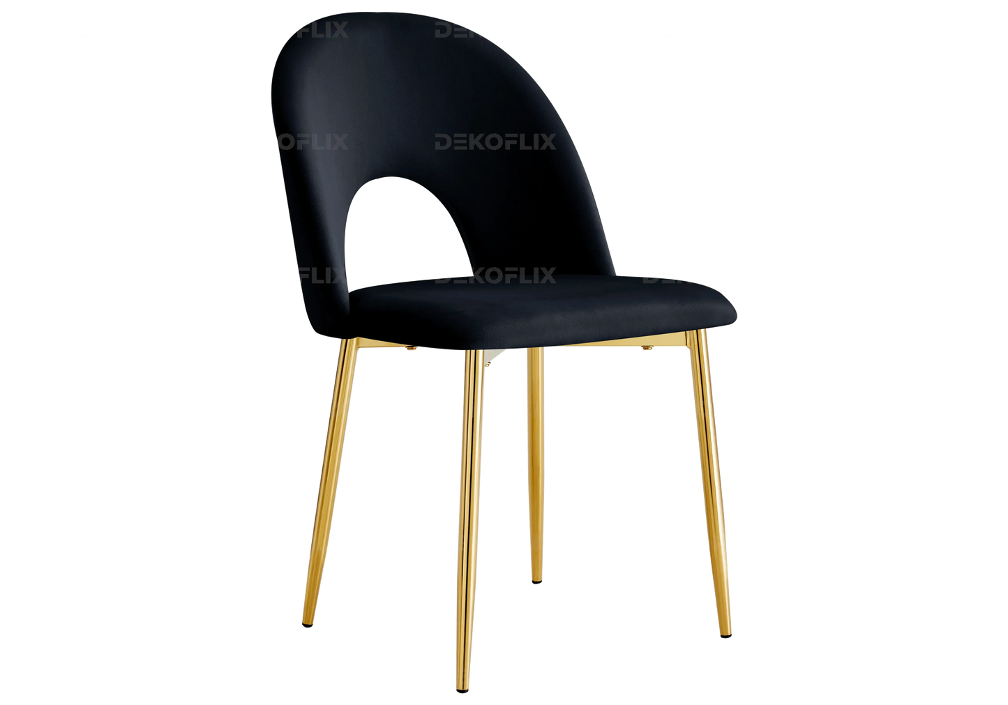 Chaises dorées velours noir TALIA (lot de 4) New Design