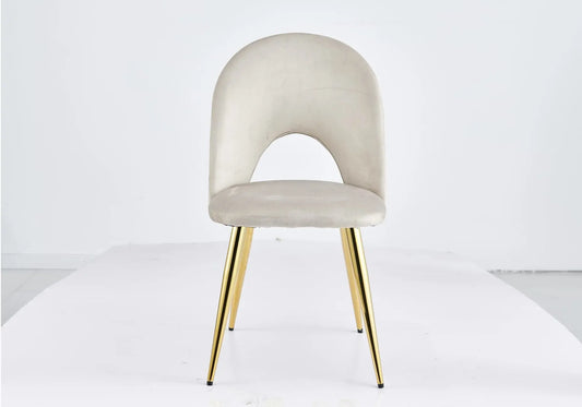Chaises dorées velours taupe GRETUS (lot de 4) New Design