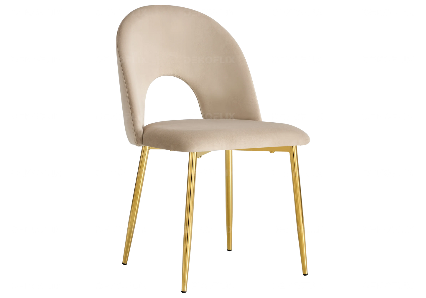 Chaises dorées velours taupe TALIA (lot de 4) New Design
