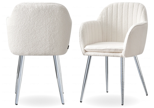 Chaises fauteuils scandinaves argent bouclette AVAS – Lot de 2 New Design
