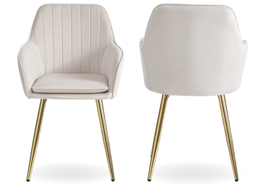 Chaises fauteuils scandinaves dorés beige AVAS – Lot de 2 New Design