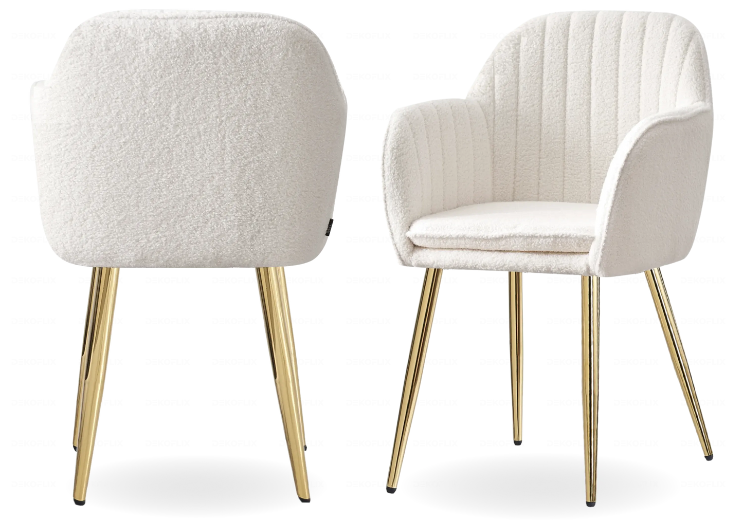 Chaises fauteuils scandinaves dorés bouclette AVAS – Lot de 2 New Design