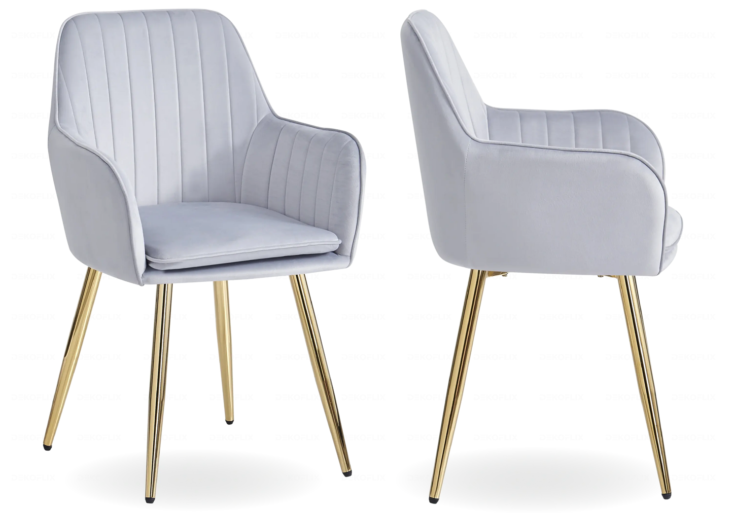 Chaises fauteuils scandinaves dorés gris AVAS – Lot de 2 New Design