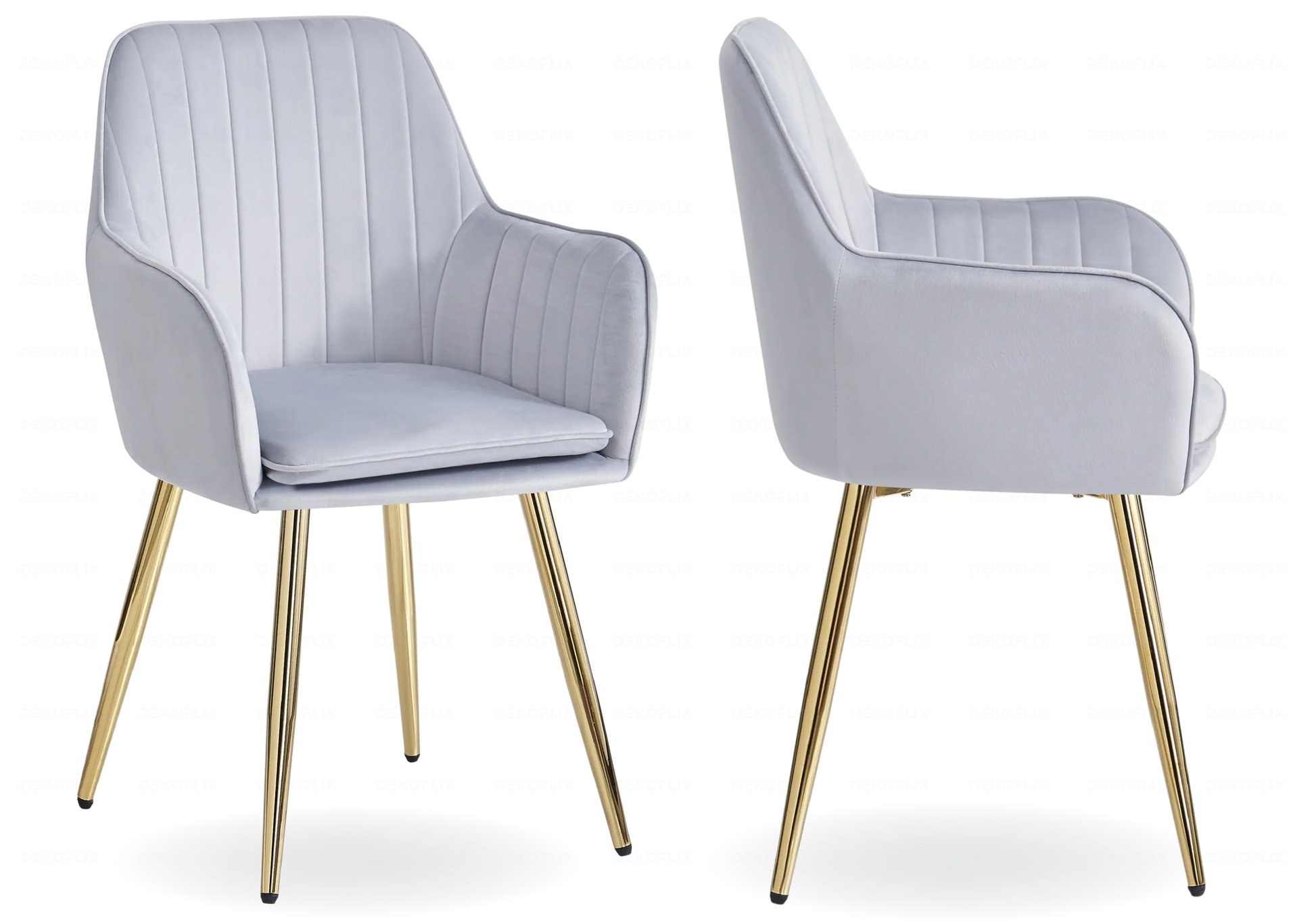 Chaises fauteuils scandinaves dorés gris AVAS – Lot de 2 New Design