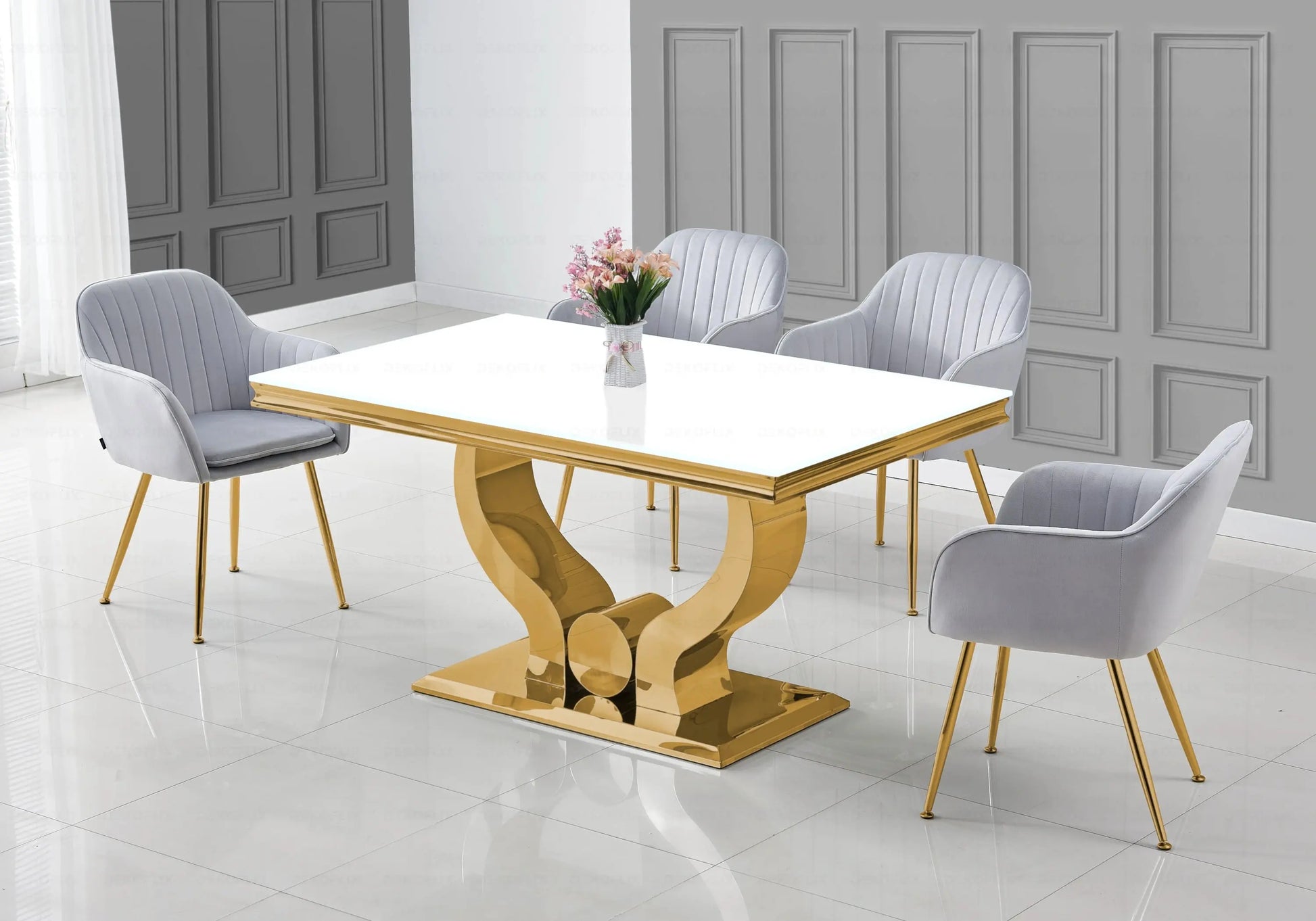 Chaises fauteuils scandinaves dorés gris AVAS – Lot de 2 New Design