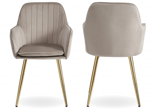 Chaises fauteuils scandinaves dorés taupe AVAS – Lot de 2 New Design