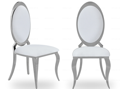 Chaises médaillon chromées blanches EVI - Lot de 4 New Design