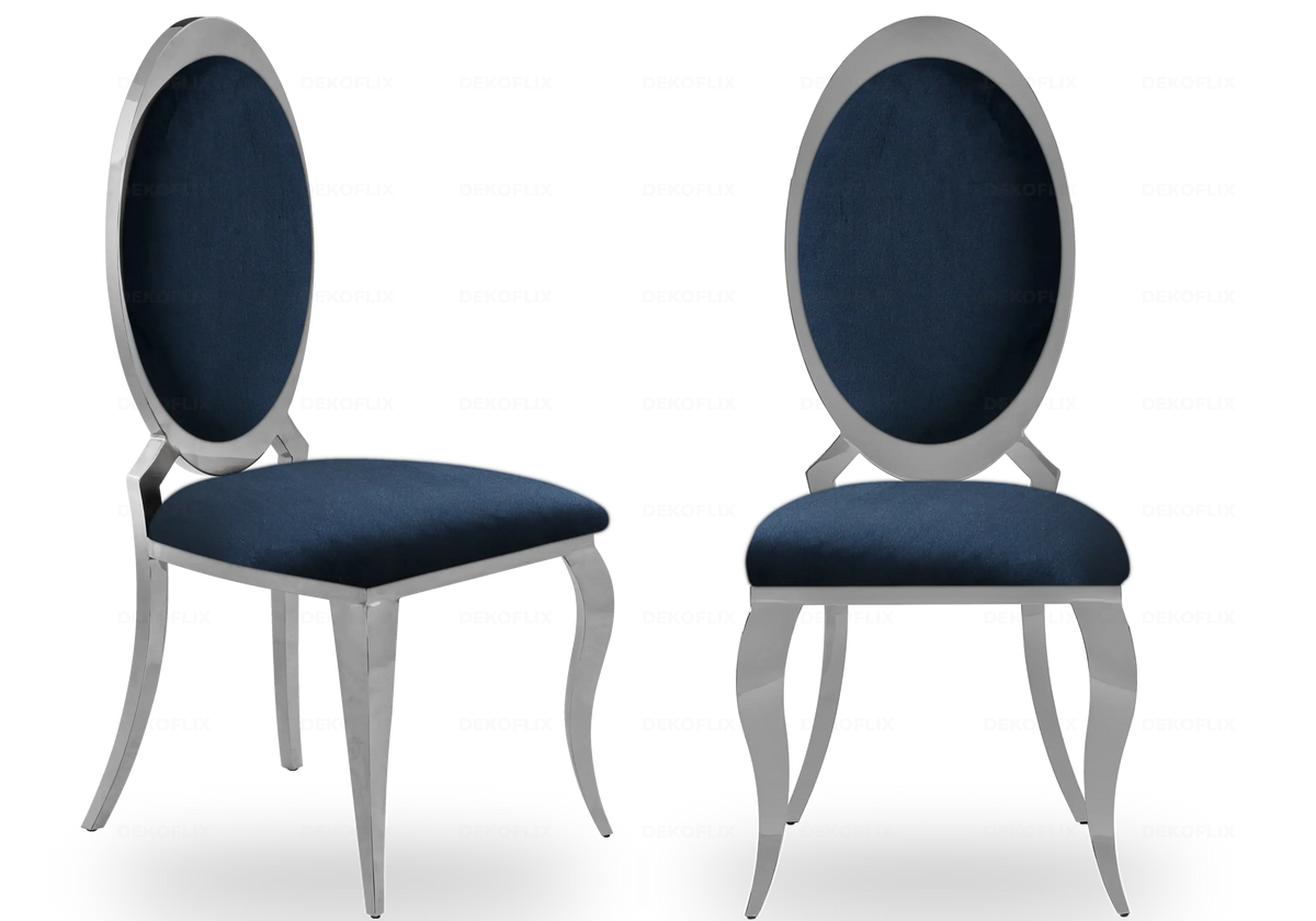 Chaises médaillon chromées velours noir EVI - Lot de 4 New Design