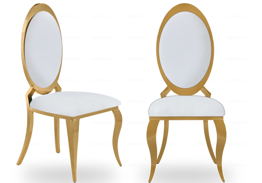 Chaises médaillon dorées blanches EVI – Lot de 4 New Design