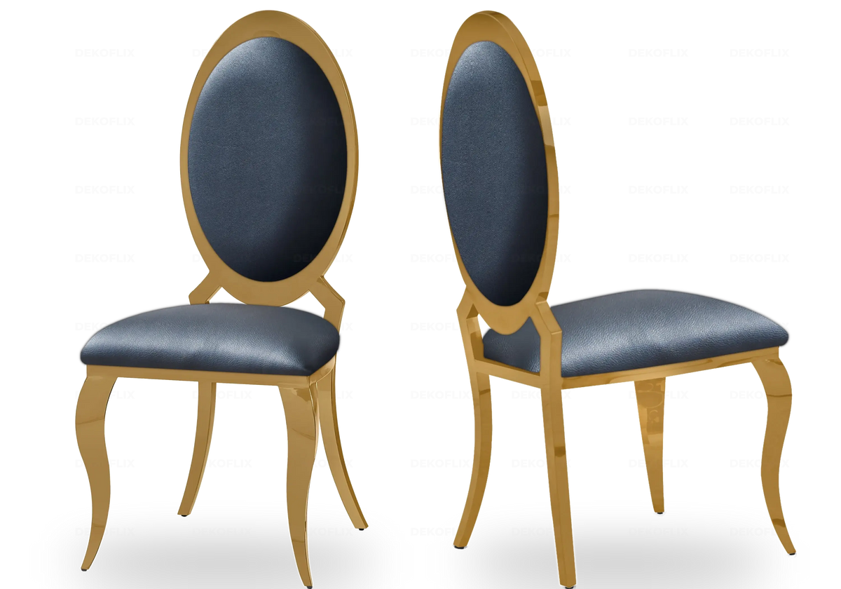 Chaises médaillon dorées noires EVI – Lot de 4 New Design