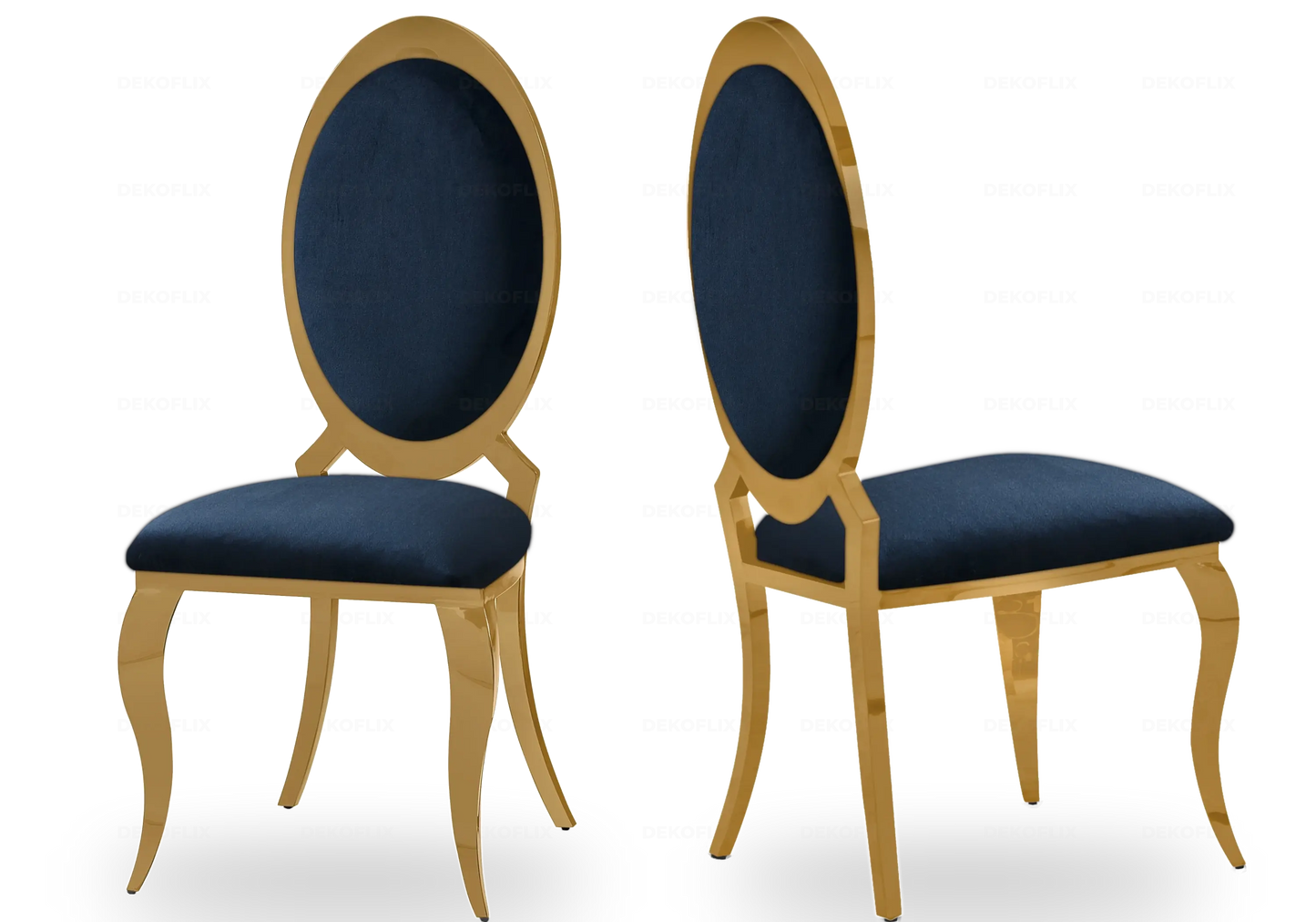 Chaises médaillon dorées velours noir EVI – Lot de 4 New Design