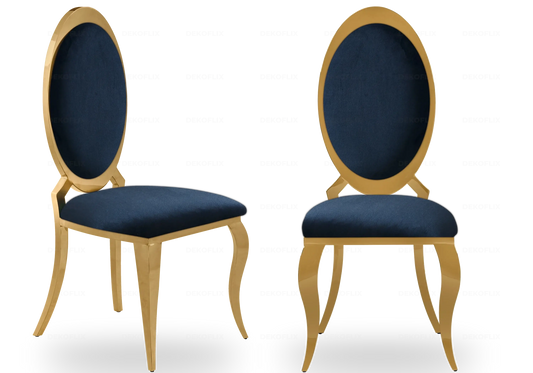 Chaises médaillon dorées velours noir EVI – Lot de 4 New Design