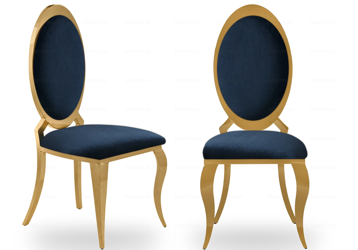 Chaises médaillon dorées velours noir EVI – Lot de 4 New Design