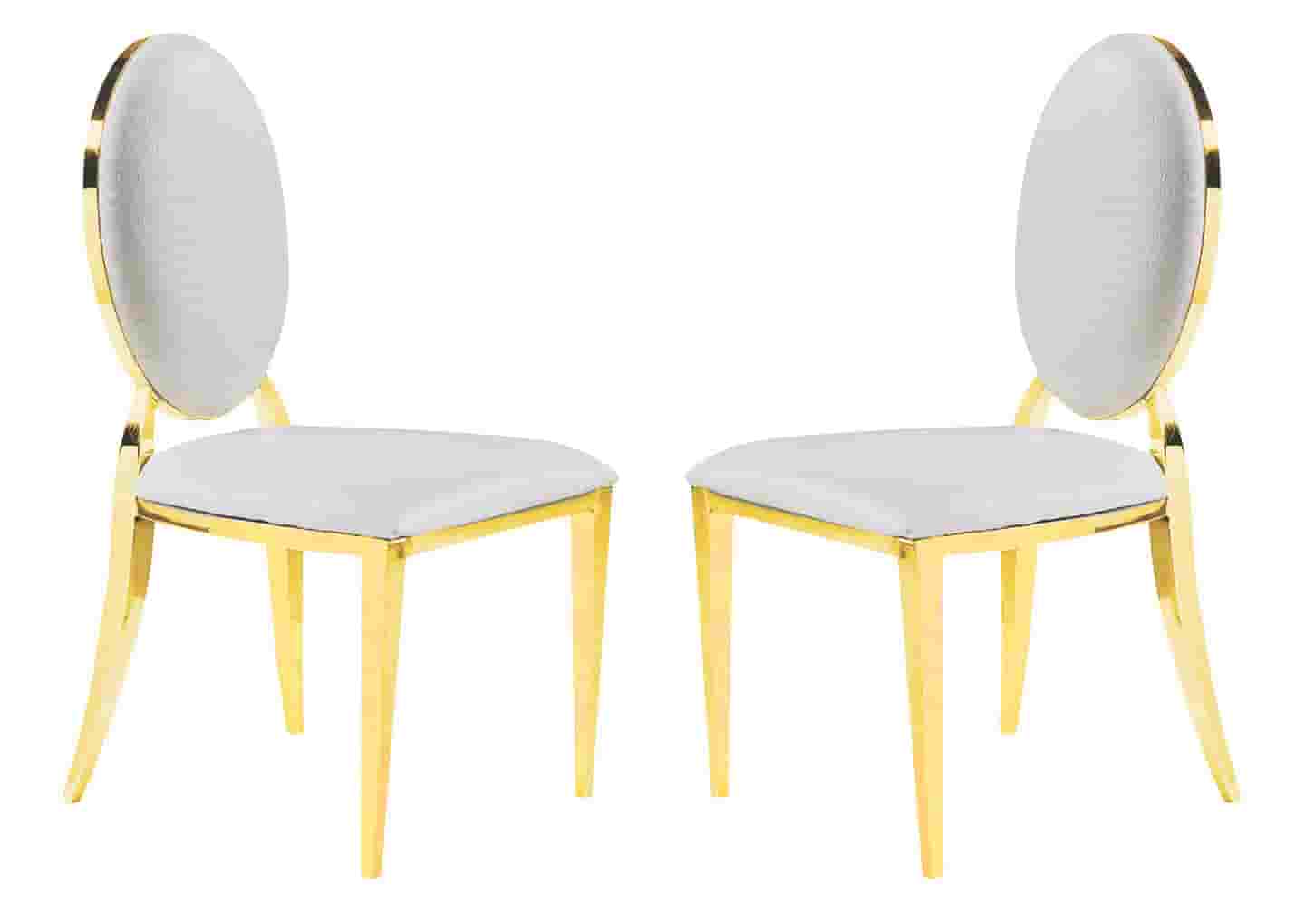 Chaises médaillon doré croco blanc NEO