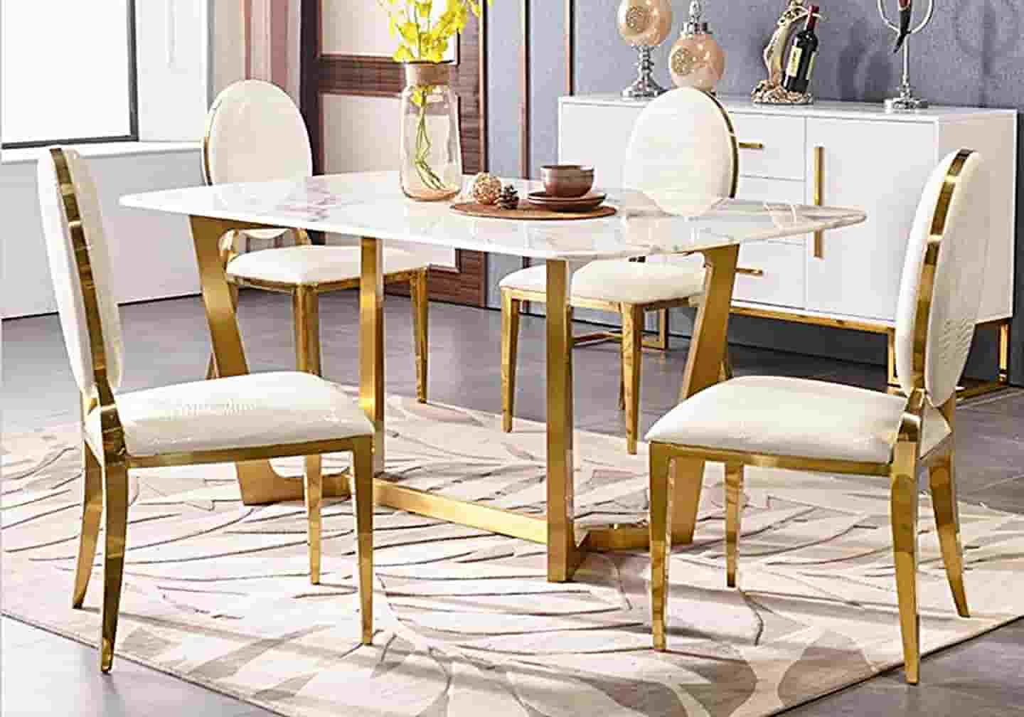 Chaises médaillon doré croco blanc NEO
