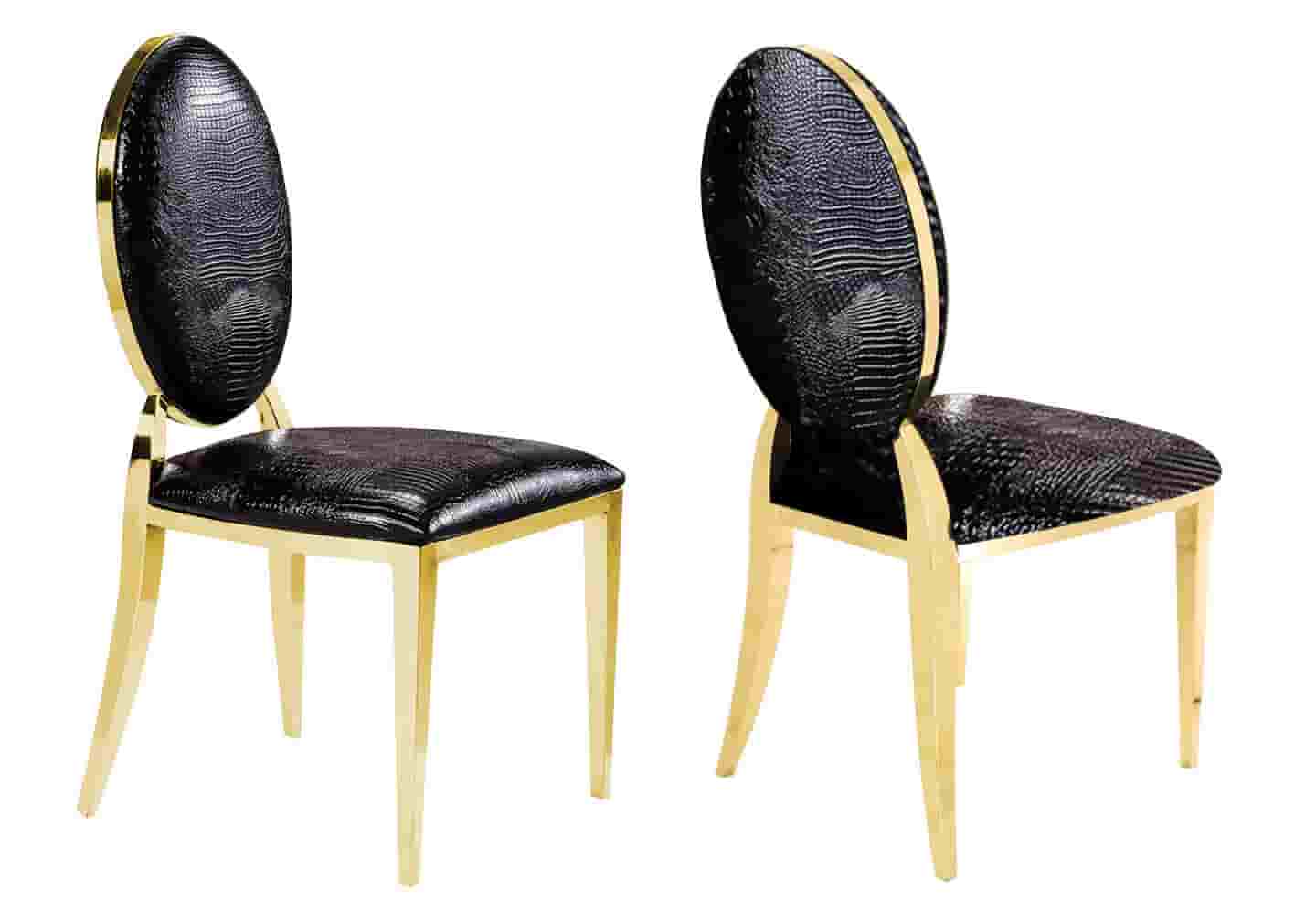 Chaises médaillon doré croco noir NEO - DEKOFLIX