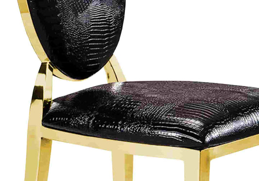 Chaises médaillon doré croco noir NEO - DEKOFLIX
