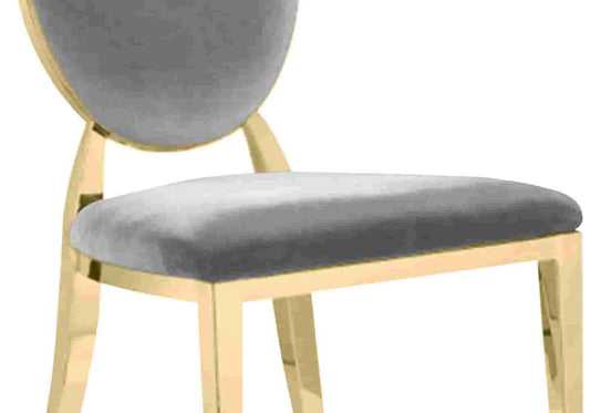 Chaises médaillon doré velours gris NEO - DEKOFLIX