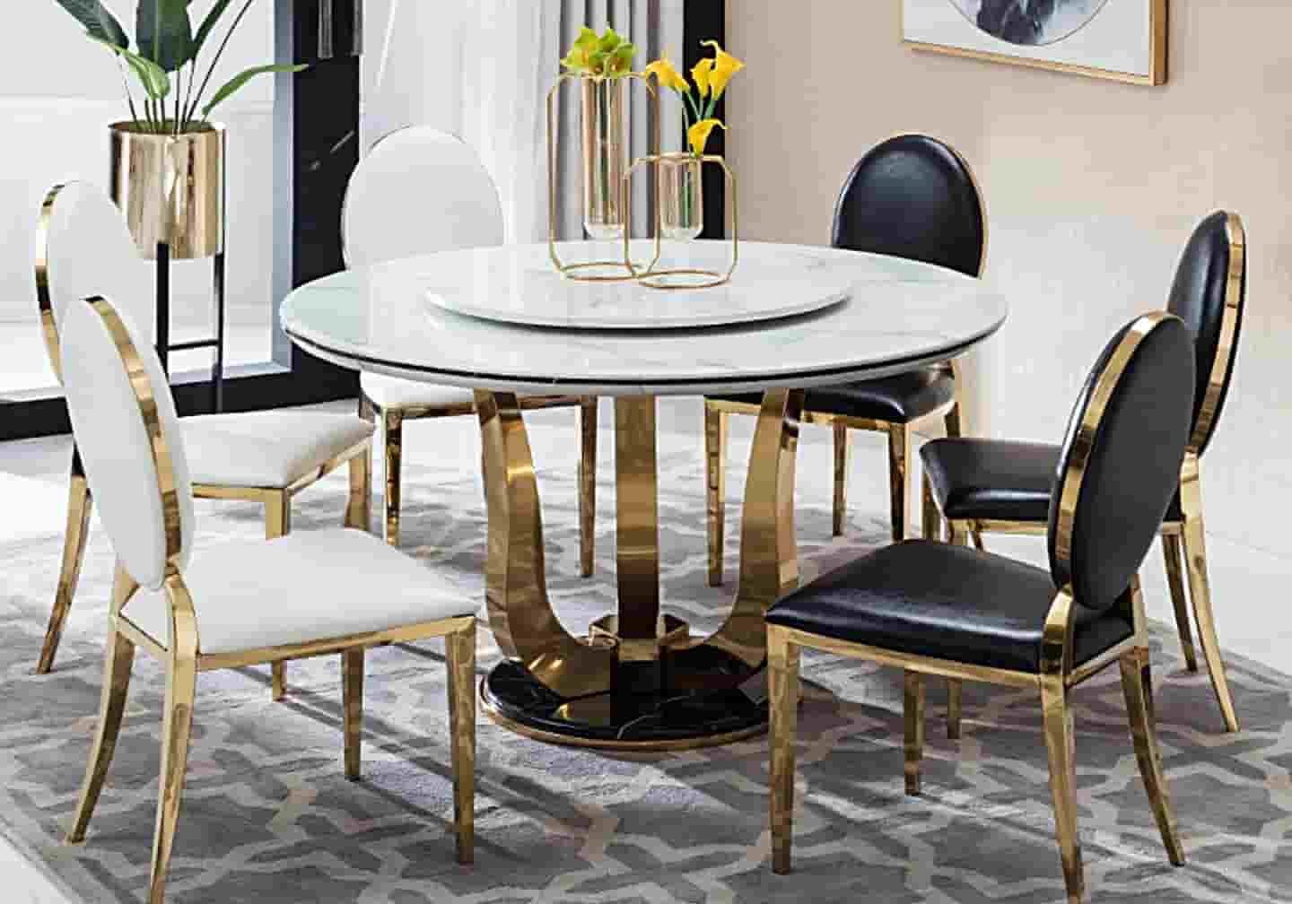 Chaises médaillon doré velours gris NEO - DEKOFLIX