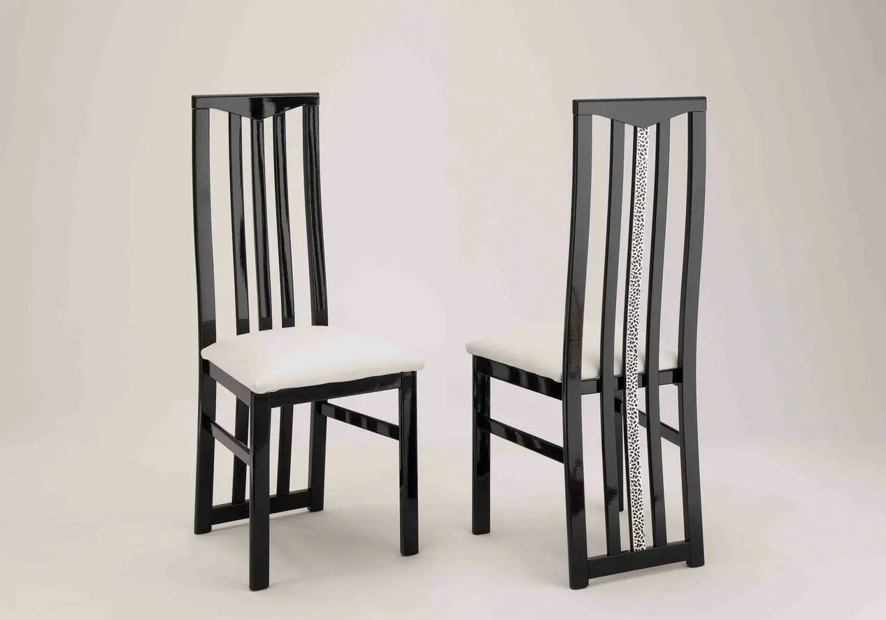 Chaises noir et blanche ROMA crome (lot de 2) Italian Mobili