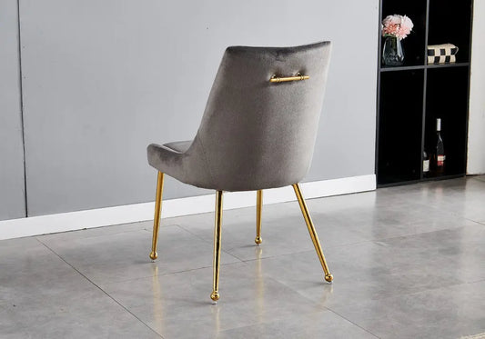 Chaises poignées dorées velours gris GEMA (lot de 4) New Design