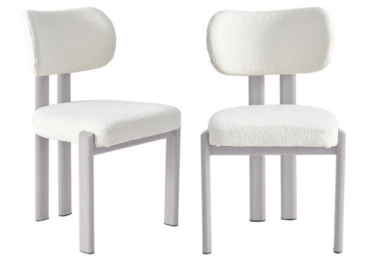 Chaises scandinaves tissu bouclé taupe – INAYA Galerie du Mobilier