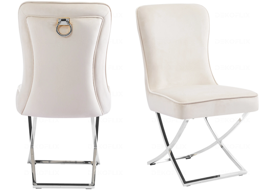 Chaises velours beige avec poignée design URSI New Design