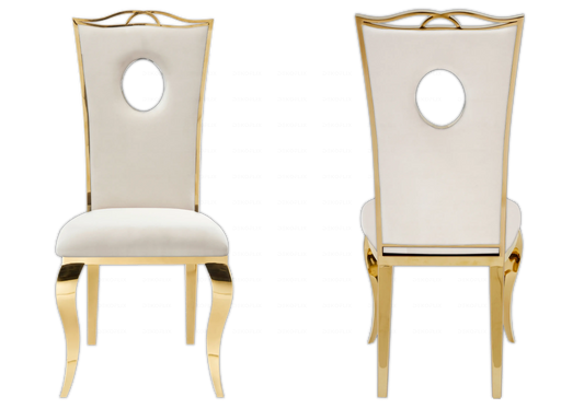 Chaises velours beige design doré – PIA (lot de 4) New Design