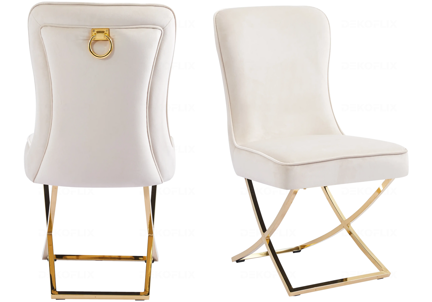Chaises velours beige dorées avec poignée URSI New Design