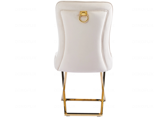 Chaises velours beige dorées avec poignée URSI New Design