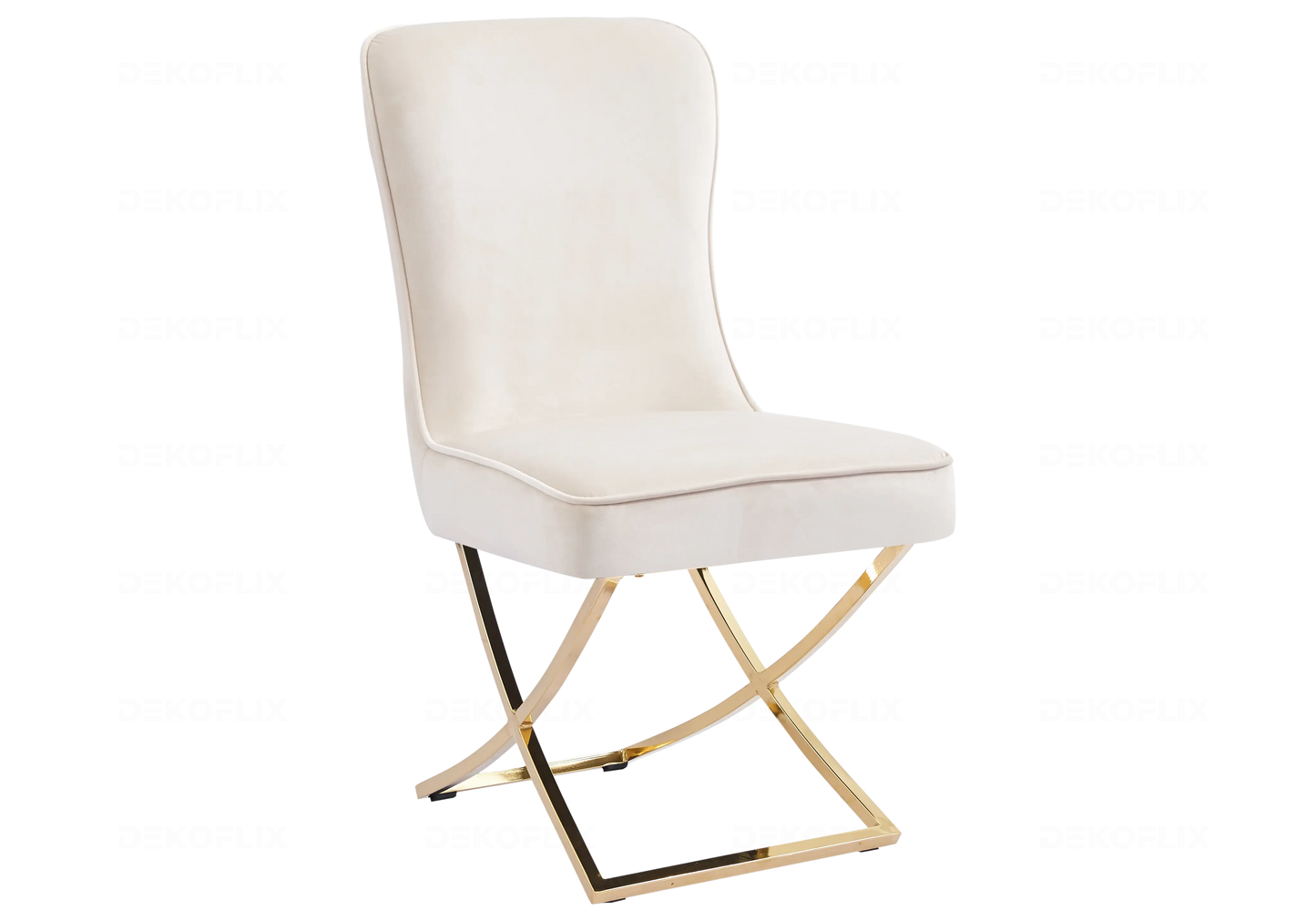 Chaises velours beige dorées avec poignée URSI New Design