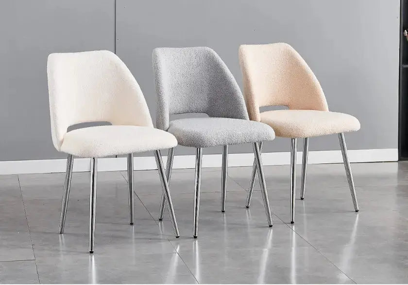 Chaises velours gris chromé LEONI (lot 4)