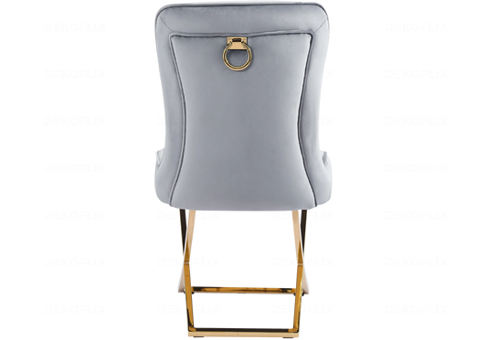 Chaises velours gris dorées avec poignée URSI New Design