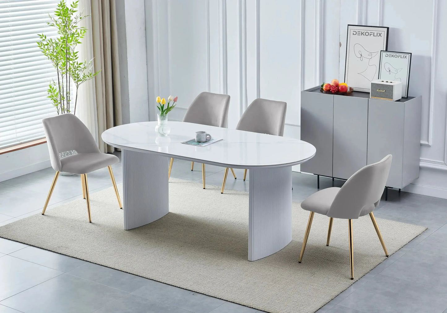 Chaises velours taupe doré LEONI (Lot 4)