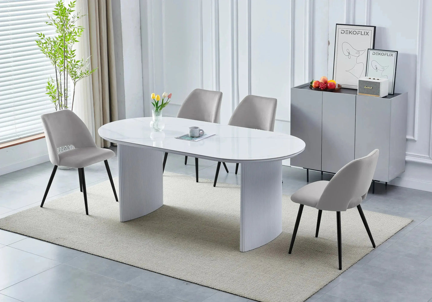 Chaises velours taupe noir LEONI (lot 4)