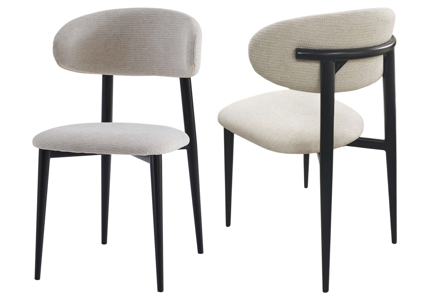 Chaise beige enveloppante pied noir - TERRA (Lot de 4)