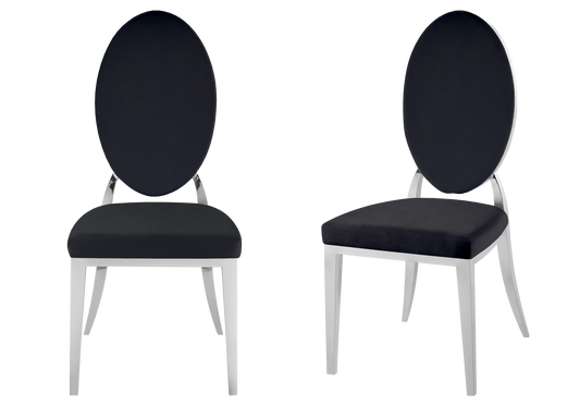 Chaises médaillon velours noir argent – Neo x4