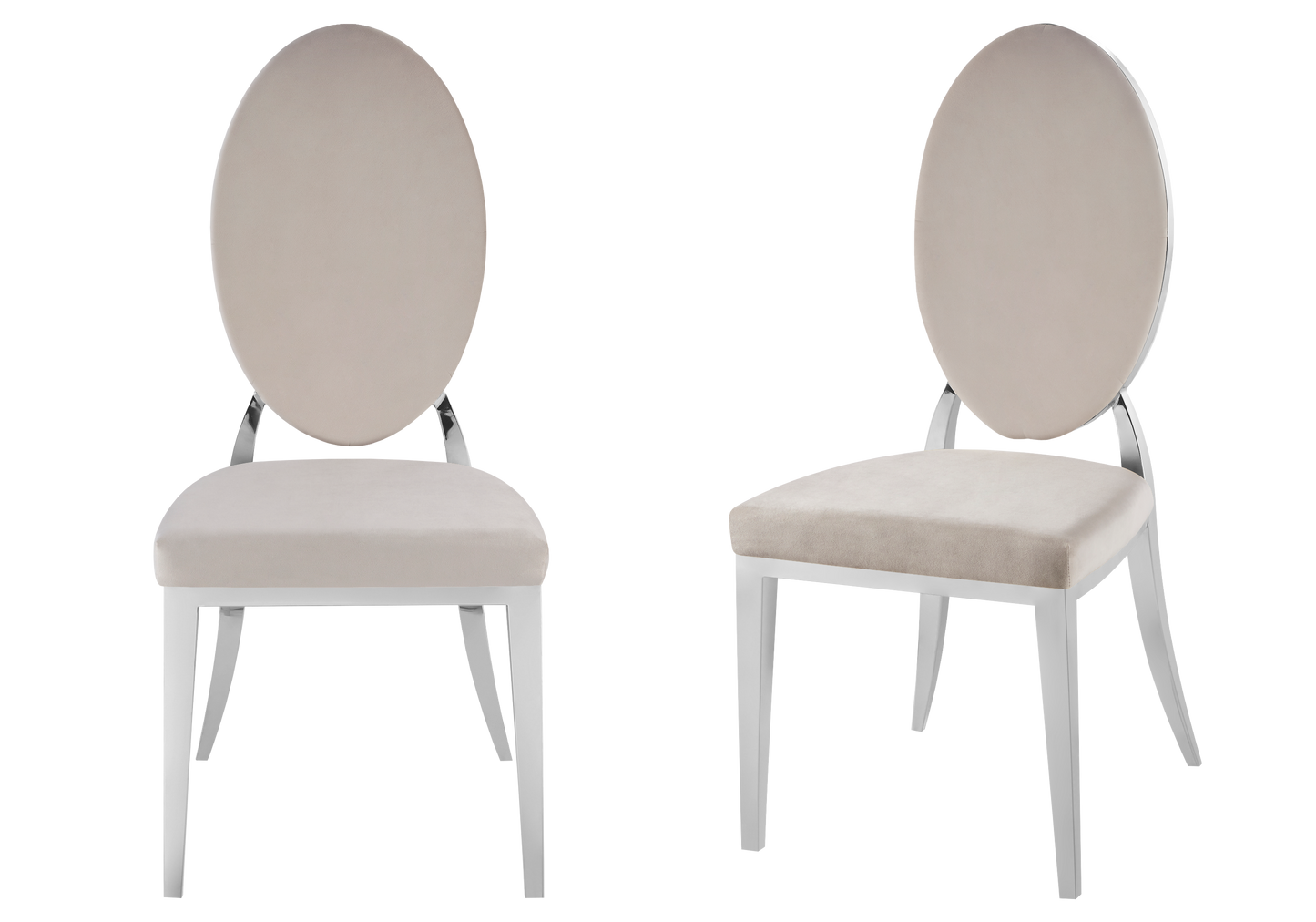 Chaises médaillon velours taupe argent – Neo x4