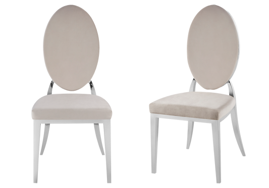Chaises médaillon velours taupe argent – Neo x4