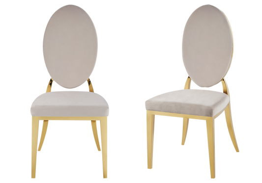 Chaises médaillon velours taupe doré – Neo x4